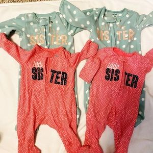 4 pajamas twin girls fleece and PJs 3 months